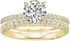 1 CT Round Cut Colorless Moissanite Engagement Ring Set, Tacori Wedding/Bridal Sets, 925 Sterling Silver, Anniversary Ring Pave Set, Holiday Gift for Women, 10K/14K/18K/22K Gold