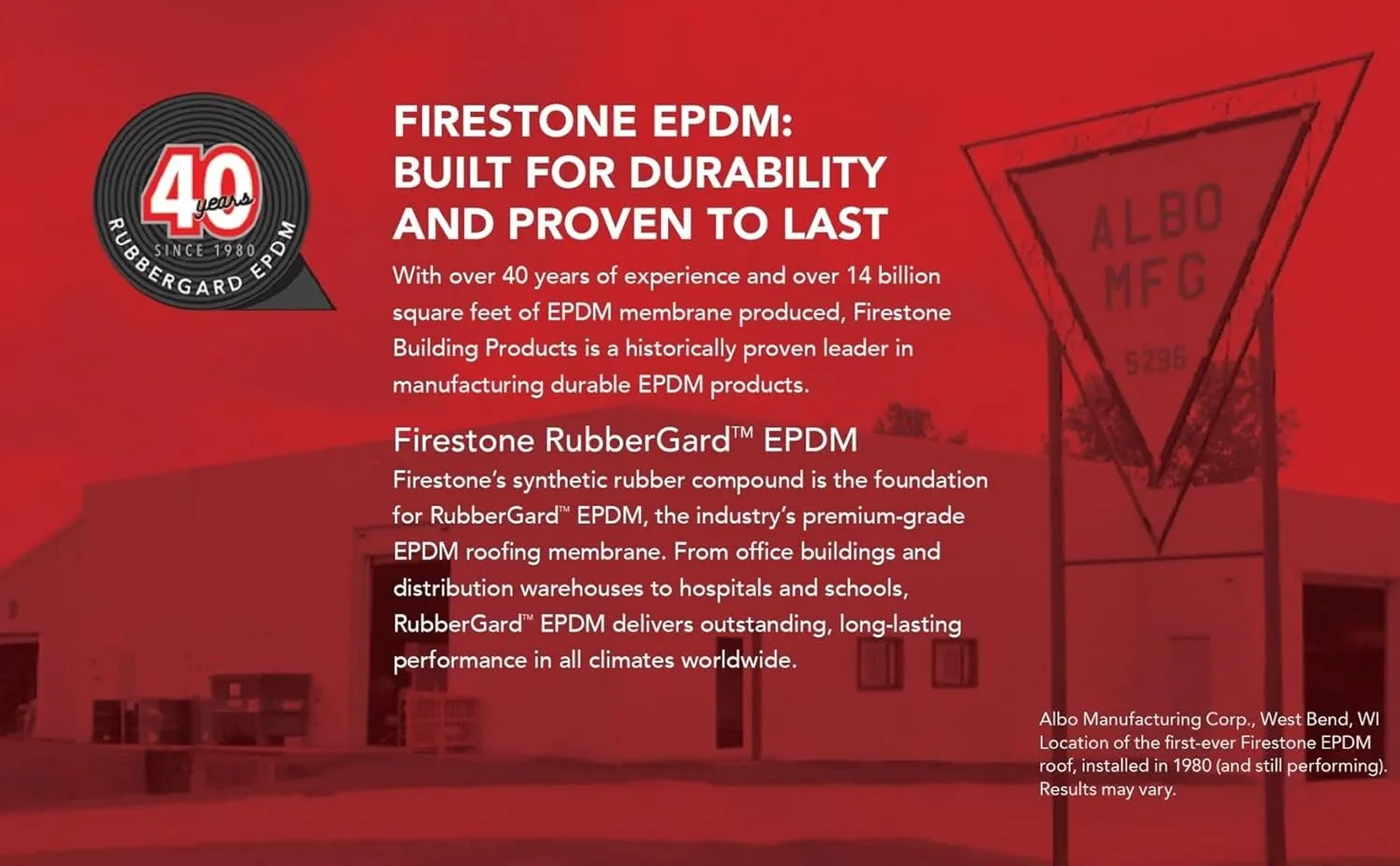 10' x 15' Firestone Rubbergard 45-Mil EPDM Roofing Rubber