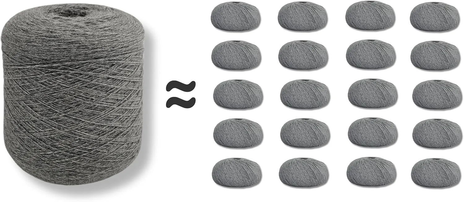 100% Baby Alpaca Yarn for Knitting & Crocheting - 1 Yarn Cone of Premium Yarn DK - Lightweight, Hypoallergenic & Thermal Peru Made - Ideal for Delicate Projects (Silver- N041)