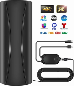 1000  Miles Range Digital TV Antenna with Amplifier and Signal Booster - Portable HD Antenna for Indoor/Outdoor Use - Supports 4K 1080p - 36ft Coax Cable