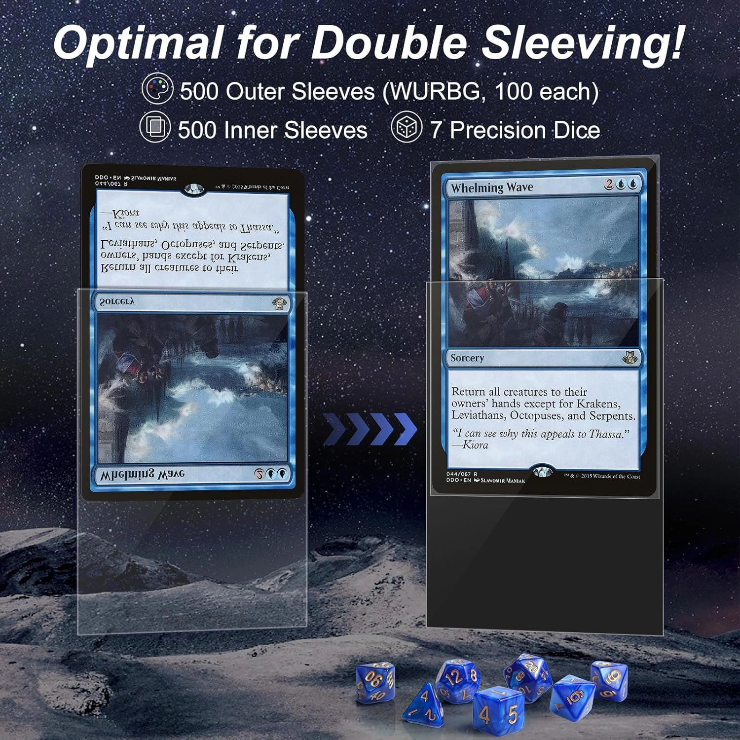 1000 Pack Card Sleeves, 500 Matte Trading Card Sleeve and 500 Inner Sleeves Ideal for Double-Sleeving, Fit for MTG, TCG and Game Cards (5 Colors)