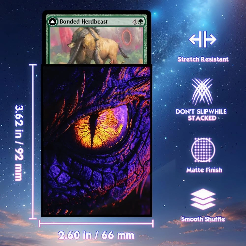 100 Pack TCG/MTG Card Sleeves, Matte Art Card Sleeves, Matte Back & Gloss Front, 66x92mm (Dragon's Eye)
