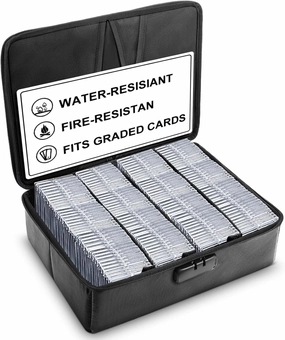 102  4 Row Graded Card Storage Box with Combination Lock, Waterproof and 5200°f Fireproof Sports Card Case Compatible with PSA, CSG, SGC, TCG
