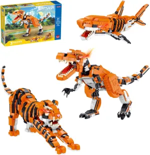 1030 Pcs STEM Building Toy for Adults,3.6MM Mini Building Set,3in1 Mini Transforming Toy with Dinosaur/Tiger/Shark Brick Kit,Educational Toy for Teens Adults,Birthday Gifts for Girl Boy Ages 12 