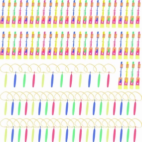 104 Pcs Led Flying Toy Includes 52Pcs Light up Arrow Helicopter and 52Pcs Flying Slingshot for Kids Summer Outdoor Games Birthdays Children's Day Christmas Party Favors
