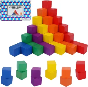 108 Pack 1 Inch Wooden Blocks, 6 Colors STEM Math Sorting Toys, Wood Building & Stacking Blocks for Toddlers, Classroom Learning Wooden Cube Blocks, Creative Play & DIY Craft for Kids Ages 3 