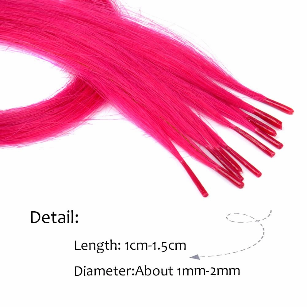 10 Strands/lot Highlights Hair Extensions, Colored I Tip Human Hair Extension For Women Girls With Tools (20INCH, Rose Pink)
