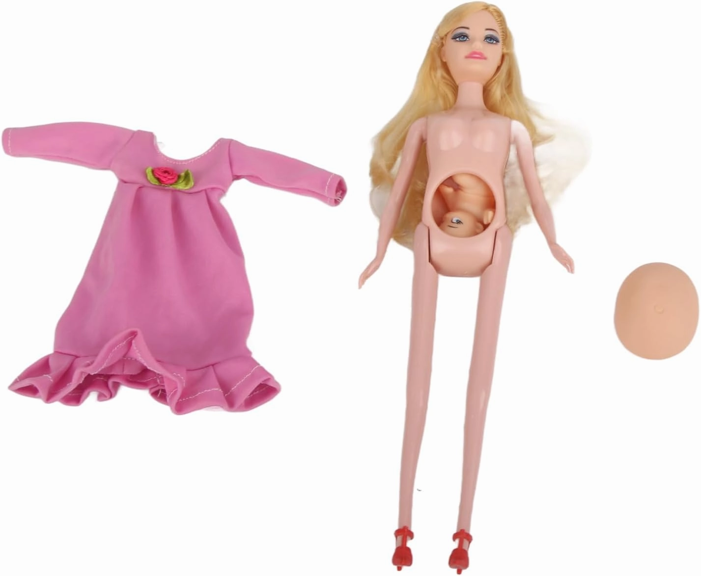 11IN Pregnant Mom Doll Early Funny Lovely Education Parent Child Interaction Toy for Kids (PINK)