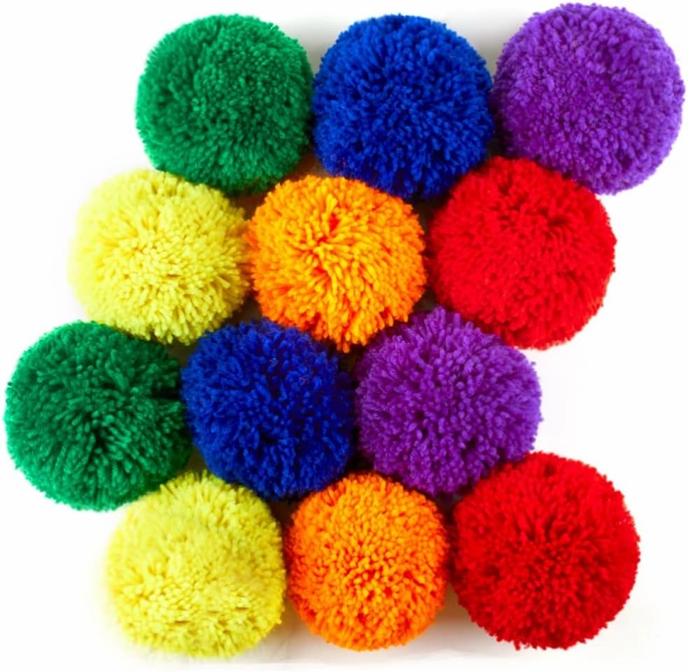 12-Pack Soft Fleece Balls Large 4-inch Dodgeball Playground Balls, Rainbow Pack Size for Dodge Ball, Handball, Camps and Schools Blue,Green,Orange,Purple,Red