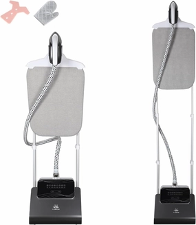 1500W Standing Clothes Steamer with Adjustable Ironing Board, 90 Min Steam Time, 8 Steam Levels, 2.5L Tank - Professional Garment Steamer，black