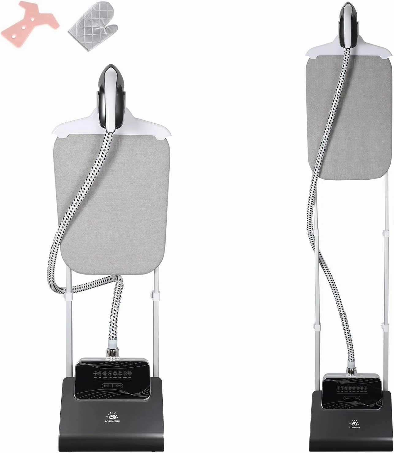 1500W Standing Clothes Steamer with Adjustable Ironing Board, 90 Min Steam Time, 8 Steam Levels, 2.5L Tank - Professional Garment Steamer，black