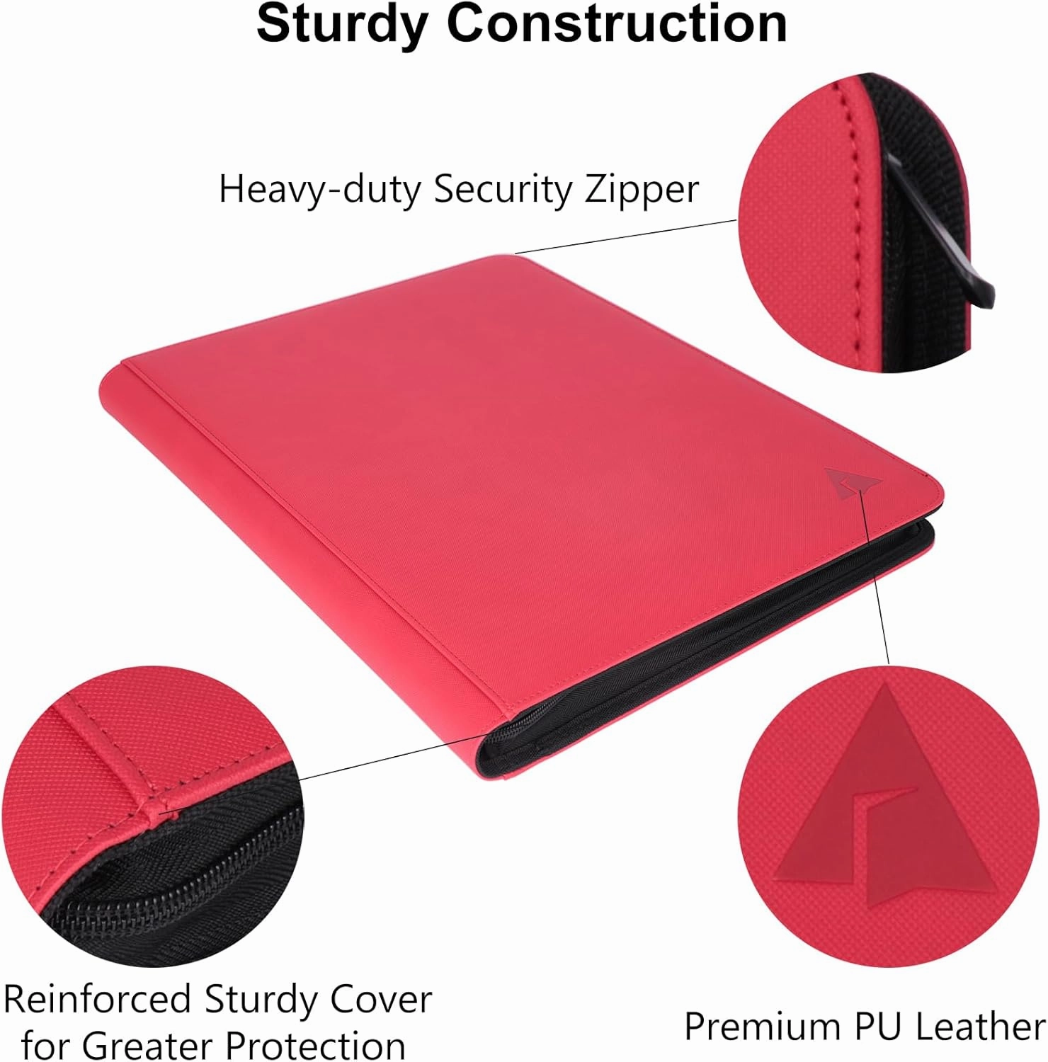 16 Pocket 1408 Pockets Card Binder, Large Ringless Side Loading Pockets Trading Card Album Folder for TCG -Red