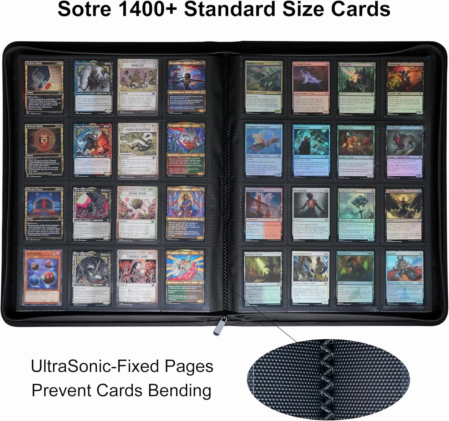16 Pocket 1408 Pockets Card Binder, Large Ringless Side Loading Pockets Trading Card Album Folder for TCG -Red