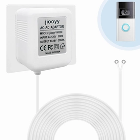 18V500mA Doorbell Transformer - Video Doorbell Power Adapter, for Ring Video Doorbell Pro and Ring Video Doorbell 2, Compatible with Zmodo Smart Doorbell and Nest Hello Doorbell (26.2 ft White)