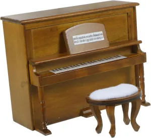 1set Miniature Upright Piano Stool for Dollhouse Decor Dollhouse Accessories for Micro Landscape and Mini House Walnut Finish Furniture Prop