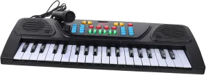 1Set Musical Instrument Piano with Microphone Key Music Learning for Electronic Components Enhances Hearing and Fine Motor Skills Black
