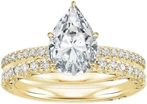2 CT Pear Cut Colorless Moissanite Engagement Ring Set, Tacori Wedding/Bridal Sets, 925 Sterling Silver, Anniversary Ring Pave Set, Holiday Gift for Women, 10K/14K/18K/22K Gold