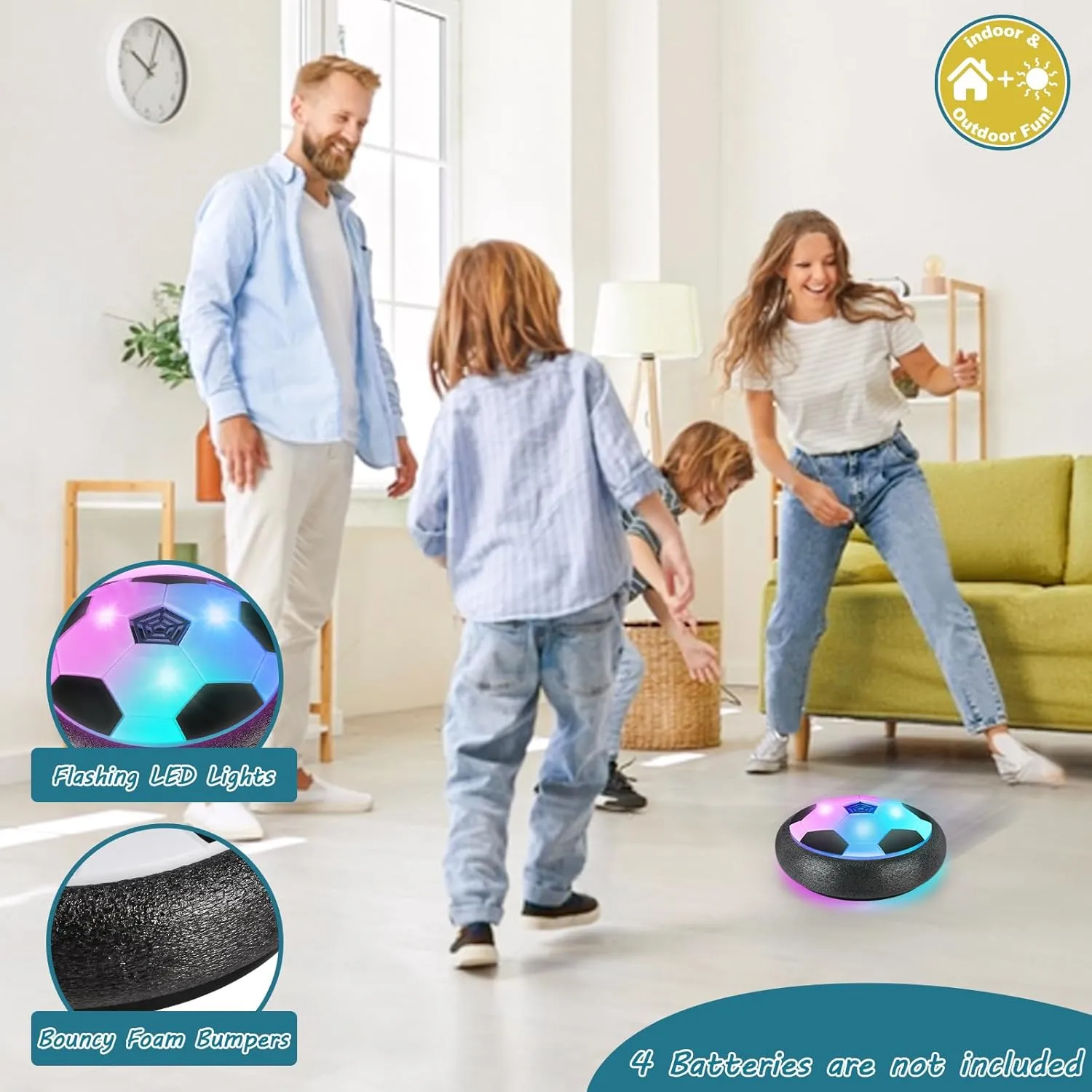 2-in-1 Moving Kick Toss Games for Kids Ages 3-12, Light Up Hover Soccer Ball with Animal Bean Bag Toss, Indoor Outdoor Birthday Toys for 3 4 5 6 7 8 9 10 11 12 Year Old Boys Girls