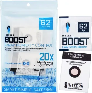 2-Way Humidity Control Pack - Preserve Flavor & Control Humidity at 62% RH - Moisture Absorber for Herbs, Spices & More - 4 Gram (Pack of 20)