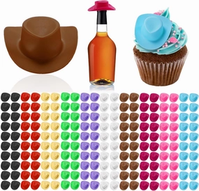 200 Pcs Mini Cowboy Hats, Tiny Cowboy Hat for Crafts, 2 Inch Plastic Miniature Western Cowboy Cowgirl Hat, Small Party Hats for Doll Pet Cake Cupcake Bottle Decor Outdoor Party