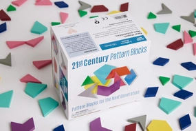 21st Century Pattern Blocks - Set of 132 Colorful Wooden Blocks in Eight Shapes for Creative STEAM Play at Home or School