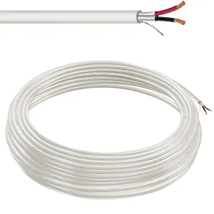 22 AWG 2 Conductor Stranded Shielded Plenum Cable White CL3P Jacket for Security/Alarm/Access Control/Sound - 100 Foot Roll in a Bag