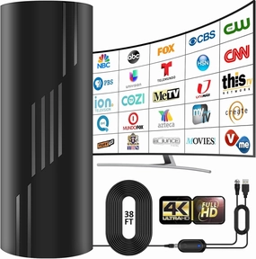2200  Miles Range TV Antenna, 2025 Strongest Digital TV Antenna Indoor/Outdoor with Amplifier Signal Booster, HDTV Antennas for Local Channels for Smart and Old TVs-38ft Coax Cable-Support 8K 4K 1080p