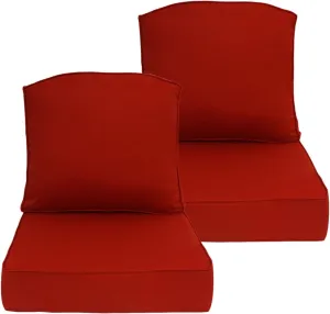 24x24 inch Outdoor/Indoor Deep Seat Patio Cushions Set of 2 Resilient Foam Filling Water Repellent Stain-Resistant UV Resistant Weather Resistant Deep Seat Bottom Chili
