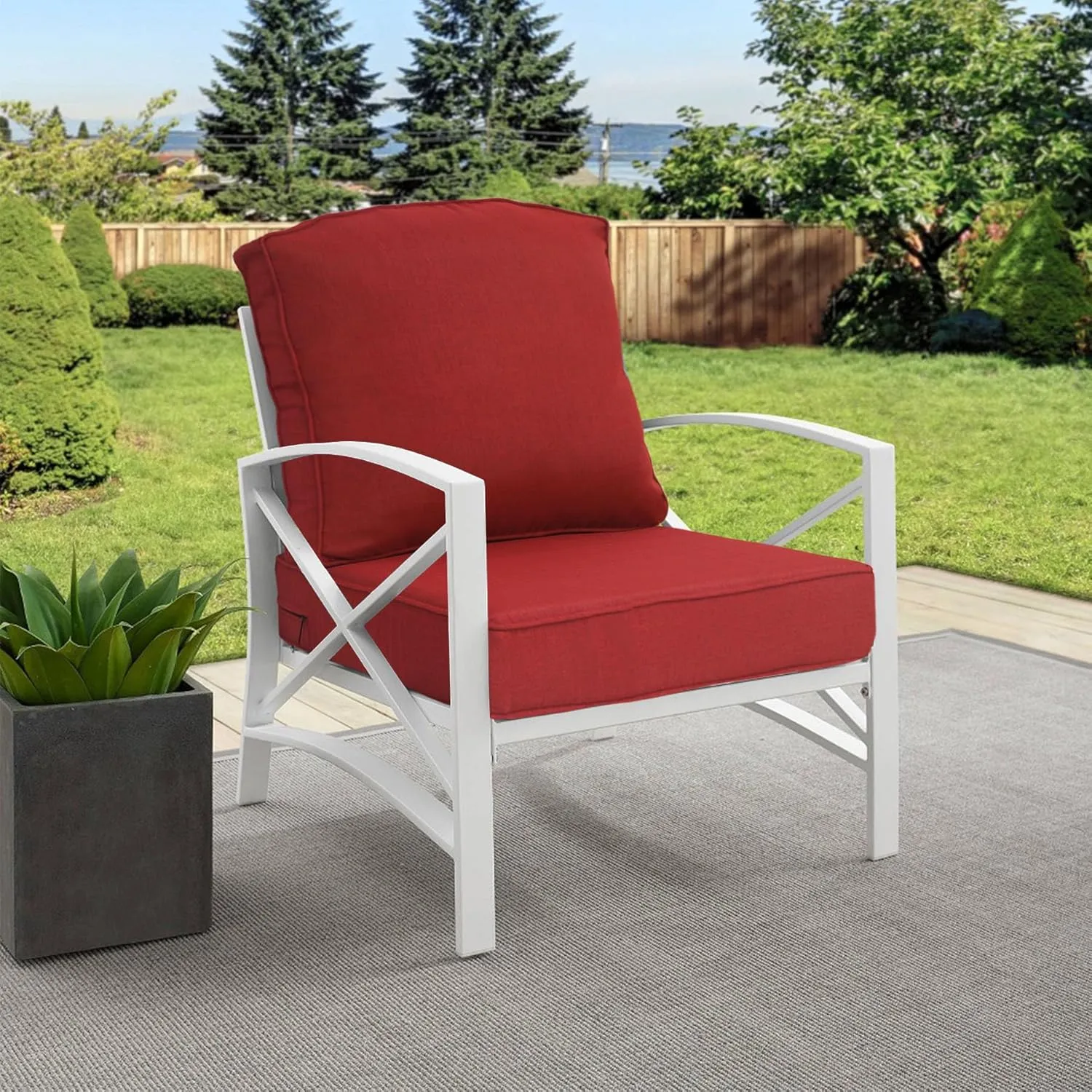 24x24 inch Outdoor/Indoor Deep Seat Patio Cushions Set of 2 Resilient Foam Filling Water Repellent Stain-Resistant UV Resistant Weather Resistant Deep Seat Bottom Chili