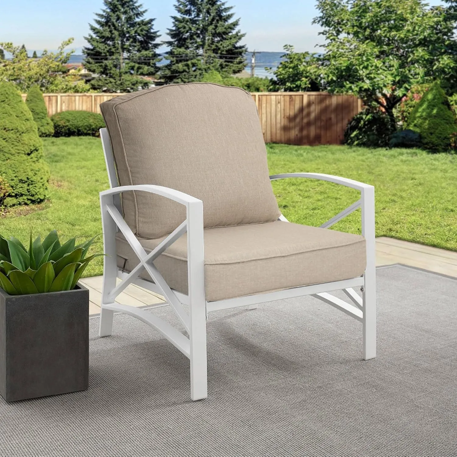 24x24 inch Outdoor/Indoor Deep Seat Patio Cushions Set of 2 Resilient Foam Filling Water Repellent Stain-Resistant UV Resistant Weather Resistant Deep Seat Bottom Putty