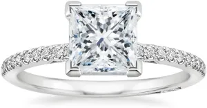 2.5 CT Princess Cut Colorless Moissanite Engagement Ring Set, Tacori Wedding/Bridal Sets, 925 Sterling Silver, Anniversary Ring Pave Set, Holiday Gift for Women, 10K/14K/18K/22K Gold