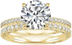 2.5 CT Round Cut Colorless Moissanite Engagement Ring Set, Tacori Wedding/Bridal Sets, 925 Sterling Silver, Anniversary Ring Pave Set, Holiday Gift for Women, 10K/14K/18K/22K Gold