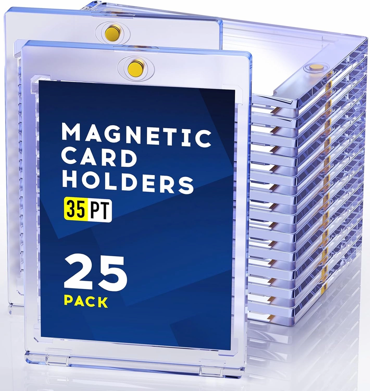 25ct Magnetic Card Holder, 35pt One Touch Card Holder, U-V Protectors Hard Plastic for Trading Cards, Magnet Case, Sports, Football, Baseball Cards Holder