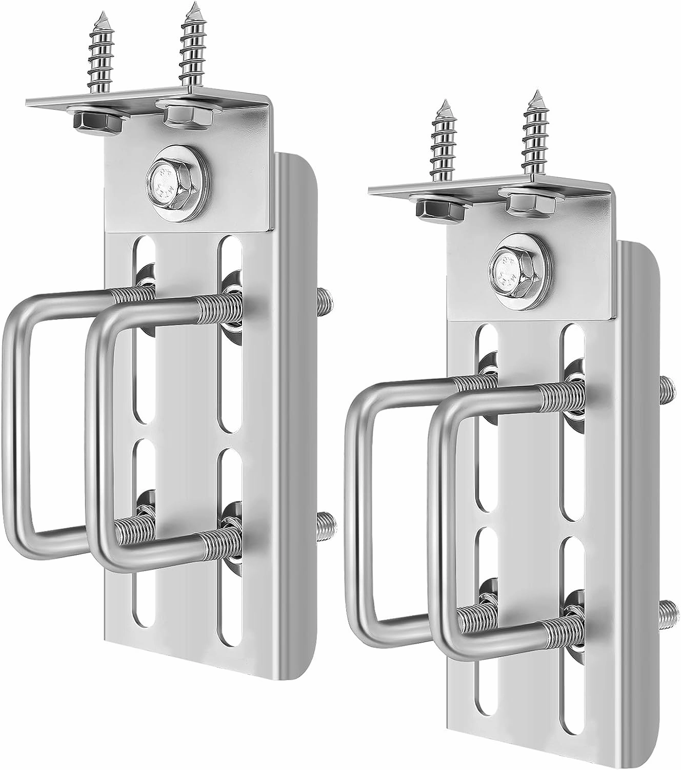 2 Sets 8" Boat Trailer Bunk Brackets, Galvanized Double U Bolt Swivel Top Bunk Bracket Kit for 1.5" x 3", 2" x 3", 3" x 3" Boat Trailer Cross Member, Boat Trailer Bunk Brackets