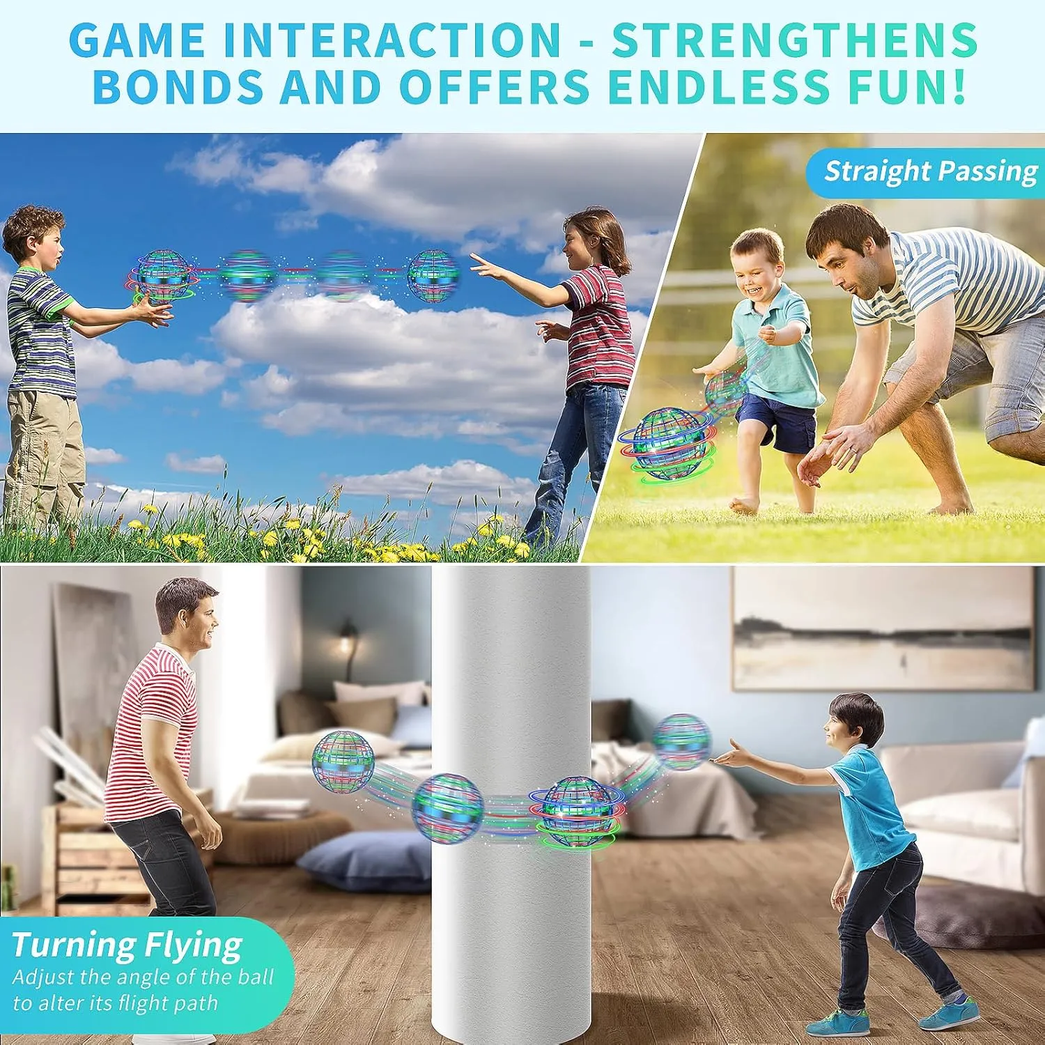 2PCS Flying Orb Ball Toys 2025, Uique Gift Hand Controlled Boomerang Hover Ball, Mini Drone Cosmic Globe Fidget Spinning Kids Adults Outdoor Fly Toy Birthday for Boys Girls Teens