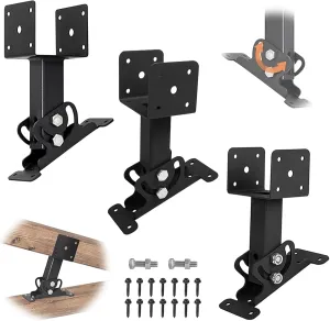 3 Pack Pergola Roof Riser Brackets Kit 90 Degree Adjustable Saddle Stainless Steel Adjustable Angle Roof Riser for Wood Gazebo Roof Patio Pergola Heavy Duty Roof Beam Mount Brackets (3)