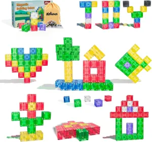 32PCS Magnetic Building Blocks - Transparent Magnetic Cubes, STEM Magnet Toddler Boys Toys for kids age 3-5 ,Travel Sensory Autism Preschool Montessori Toys for 3  Year Old, Birthday Girls Gifts