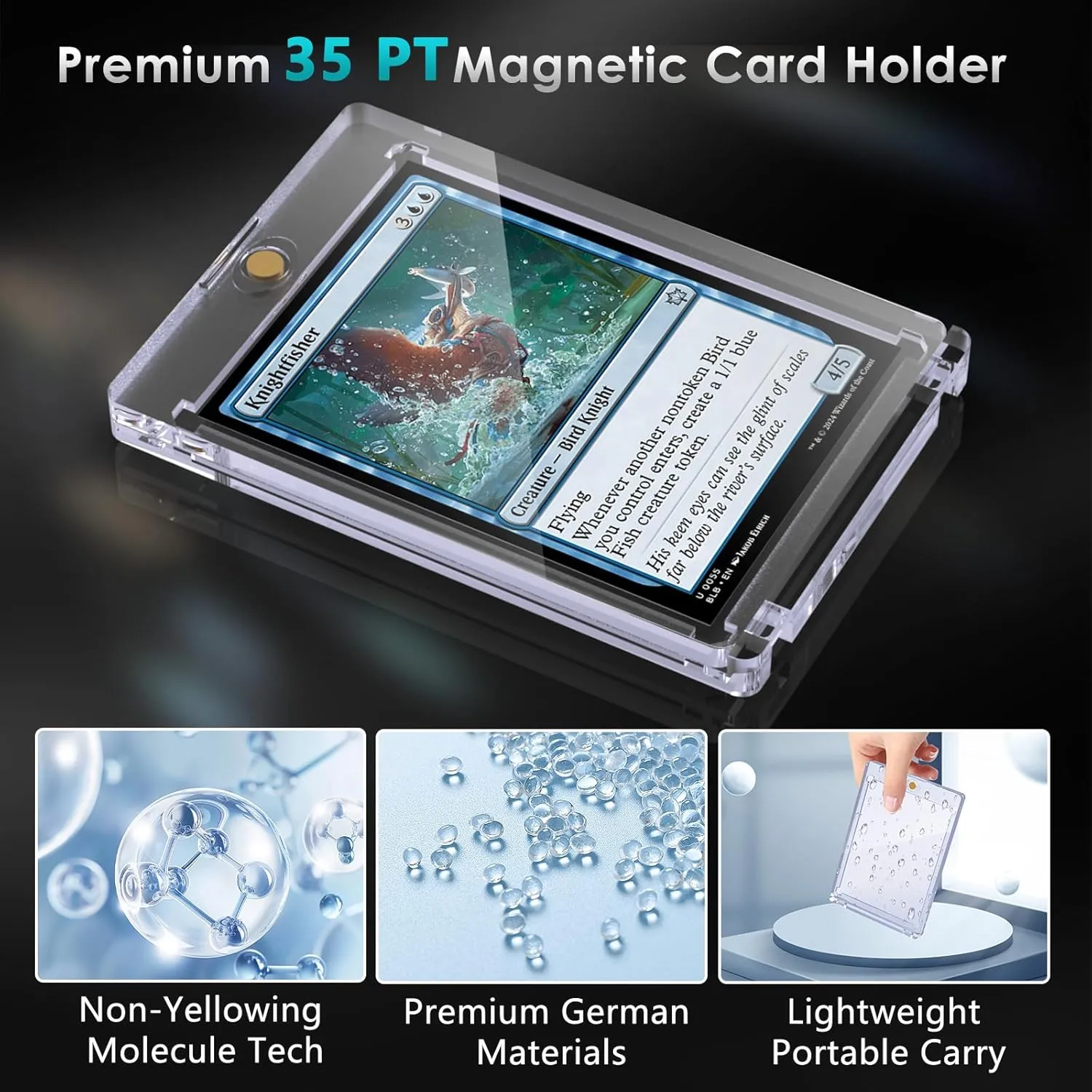 35pt Magnetic Card Holder for Trading Cards 50ct One Card Holder Touch Baseball Card Protectors Hard Plastic Magnetic Card Case Sports Display Football Magnetic Top Loads for Cards Sleeves