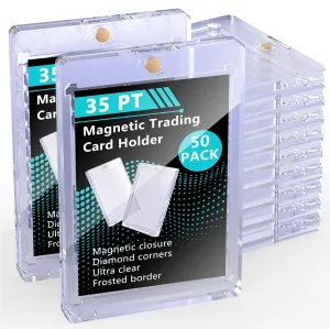 35pt Magnetic Card Holder for Trading Cards 50ct One Card Holder Touch Baseball Card Protectors Hard Plastic Magnetic Card Case Sports Display Football Magnetic Top Loads for Cards Sleeves