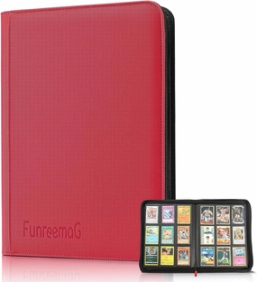 360 Pockets Trading Card Binder Album,Compatible with Card Binder Holder Sleeves,Trading Card Collector Album Fit for Football Sports Cards,Standard Size Cards Protector Pockets Folder(Red)