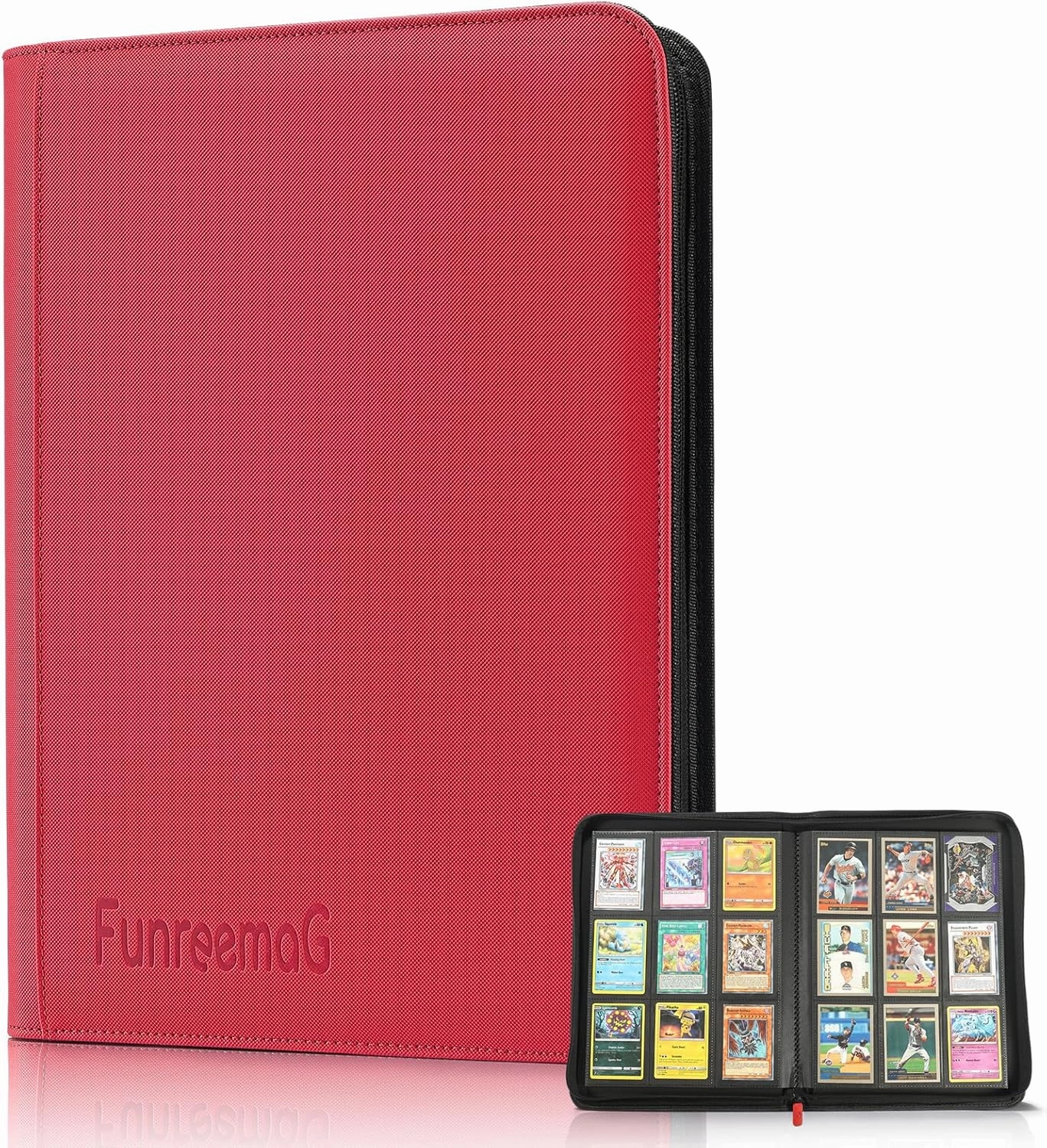 360 Pockets Trading Card Binder Album,Compatible with Card Binder Holder Sleeves,Trading Card Collector Album Fit for Football Sports Cards,Standard Size Cards Protector Pockets Folder(Red)