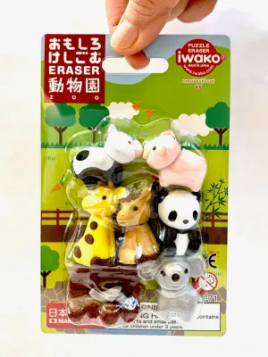 383451 IWAKO ZOO ERASER CARD-SINGLE