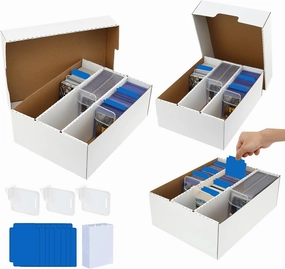 3-Row Trading Card Storage Box【3-Pack • 7200-count】Cards Organizer Holder With 150 Sleeves & 24 Dividers, Case Fit for Mtg Tcg Magic Commander Deck Playing Cards, Deck Box for Baseball Sport Card