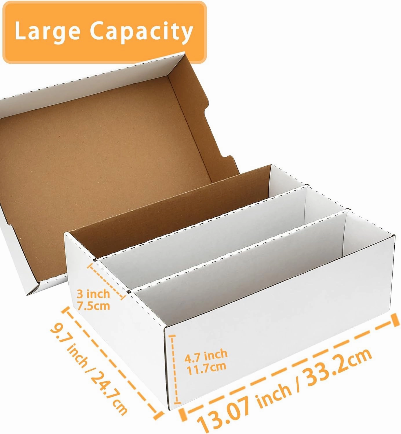 3-Row Trading Card Storage Box【3-Pack • 7200-count】Cards Organizer Holder With 150 Sleeves & 24 Dividers, Case Fit for Mtg Tcg Magic Commander Deck Playing Cards, Deck Box for Baseball Sport Card