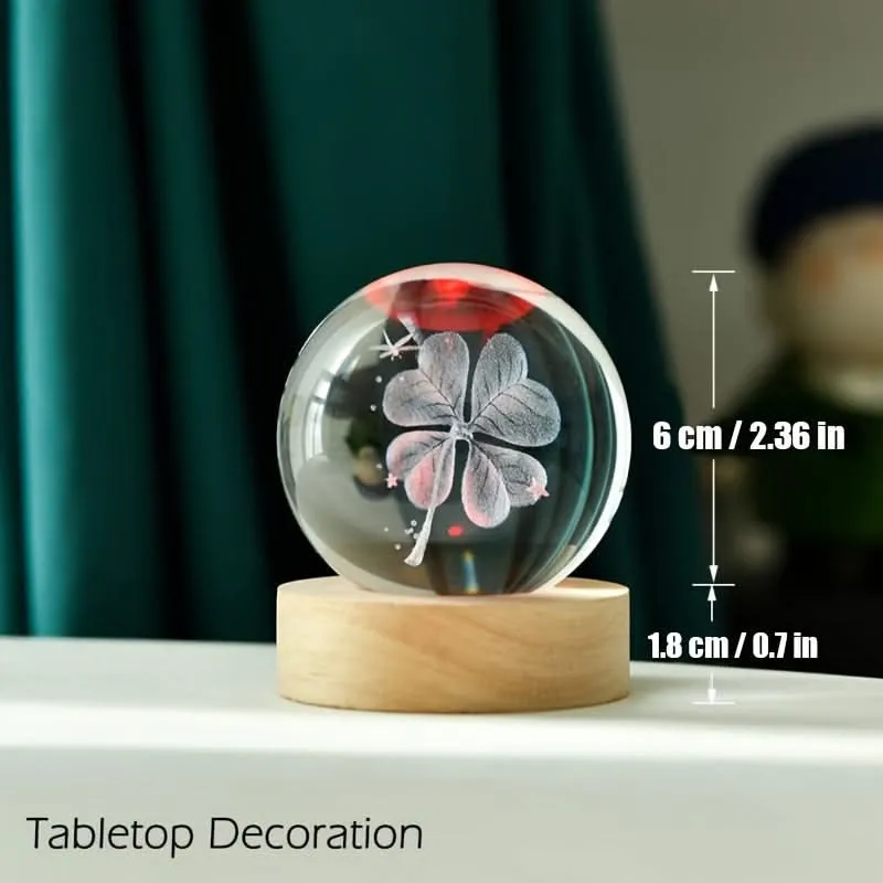 3D Laser-Carved Crystal Ball Night Light – LED USB Powered Desk Decor
