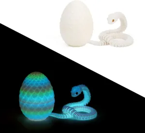 3D Printed Snake with Egg 11.8'' Realistic Snake 3D Printed Animals Snake Pet Movable Joint Exquisite Cute Pet Toy Adults Fidget Toys Home Office Decor (Luminescence-01)