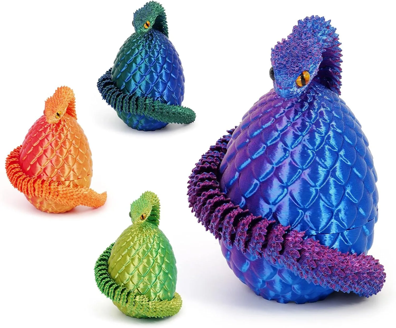 3D Printed Snake with Egg 11.8'' Realistic Snake 3D Printed Animals Snake Pet Movable Joint Exquisite Cute Pet Toy Adults Fidget Toys Home Office Decor (Luminescence-01)