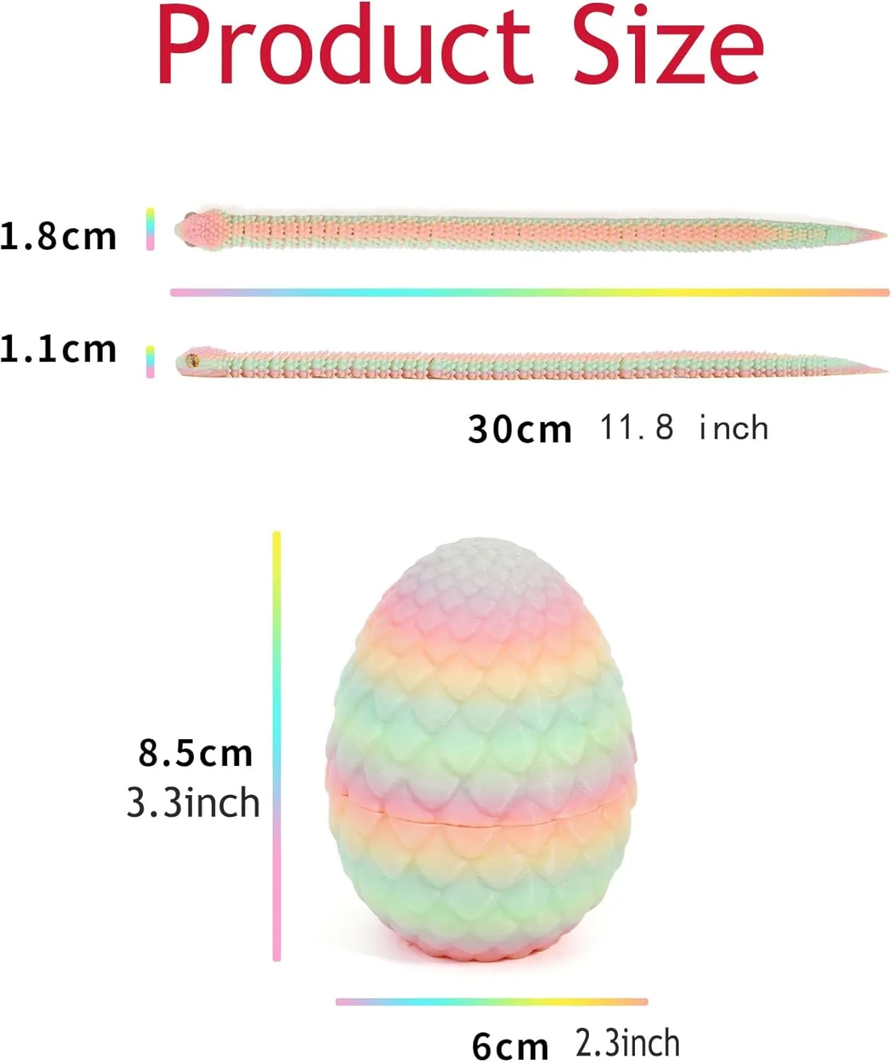 3D Printed Snake with Egg 11.8'' Realistic Snake 3D Printed Animals Snake Pet Movable Joint Exquisite Cute Pet Toy Adults Fidget Toys Home Office Decor (Luminescence-01)