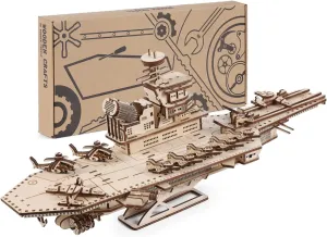 3D Puzzles for Adults, 242 PCS 3D Wooden Puzzles for Adults, 3D Puzzle Aircraft Carrier Wood Models Kits Decompression - Brain Teaser Wooden Puzzles for Father/Dad, Gifts for Father
