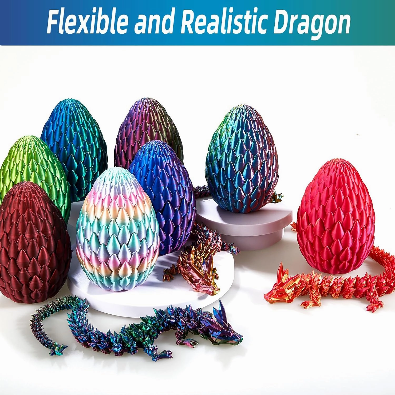 3D Printed Dragon Egg, 15Inch Crystal Dragon,Easter Eggs,Surprise Egg,Fidget Toys for Executive Home Office Decor,Toys for Kids Gifts